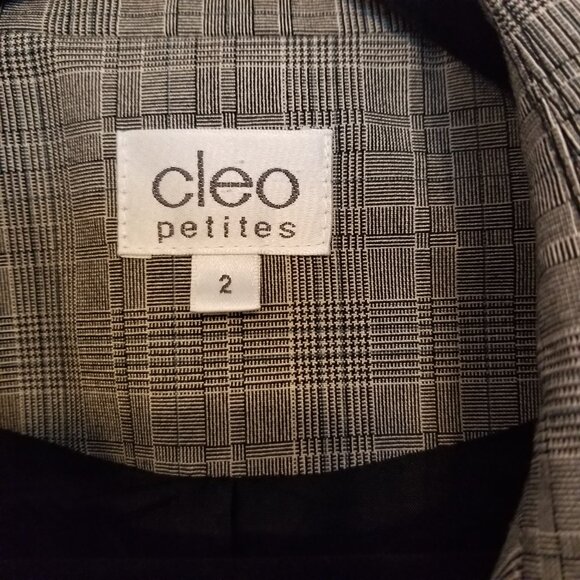 Cleo Petites Blazer US 2 Grey Plaid Suit Jacket Women Smart Collared Coat Small - Picture 4 of 10
